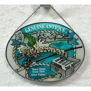 Joan Baker Designs Fisherman Stained Glass Look Plaque "Been There Done That